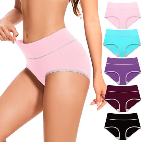 Migbean Womens Underwear Cotton Panties for Women Pack Tummy Control Plus Size Underwears Briefs 2/5