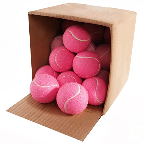 GKK 27 Pack Tennis Balls,Training Tennis Ball Pressure-less Practising Bulk Tennis Balls for Youth/Beginners/Pet Dogs High Altitude Playing Balls (Pink)