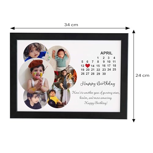 Image of ASHVAH Happy Birthday Customized Month Calendar Collage Photo Frame with Quote Gift for Friends, Kids - 124