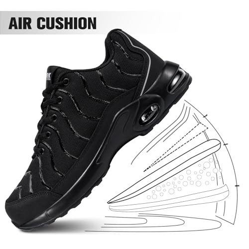 DYKHMILY Steel Toe Sneakers for Men Wide Air Cushion Work Shoes Puncture Proof Lightweight Safety Sneakers Slip Resistant Steel Toe Tennis Shoes2