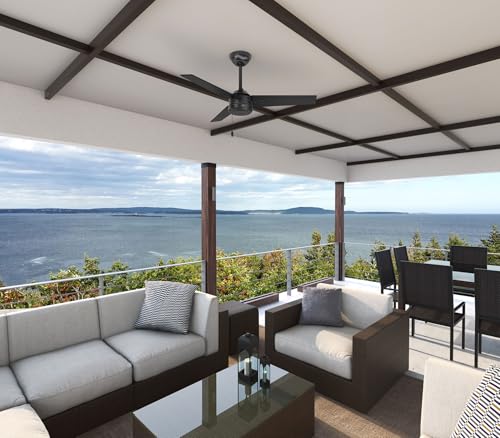 Hunter 44 inch Outdoor or Indoor Ceiling Fan No Light - Black Ceiling Fan without Light, For Patio, Porch, Garage, or Living Room, Standard Mount, 3 Blades, Pull Chain - Cassius 50260, Matte Black thumbnail 9
