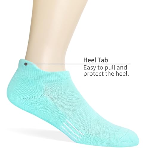 Image of Women's & Men's Breathable Athletic Running Low Cut Socks Cotton Cushioned Ankle Tab Socks, 5 Pairs