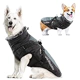 MORVIGIVE Reflective Dog Winter Jackets, Waterproof Windproof Cold Weather Dog Coats with Harness &