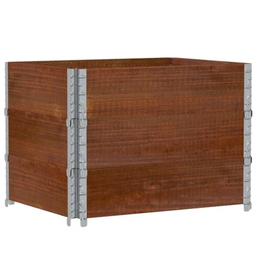 vidaXL Jardinera de madera maciza de pino marrón 80x60 cm, jardinera de exterior, jardinera para flores, macetero para tomates, jardinera de patio