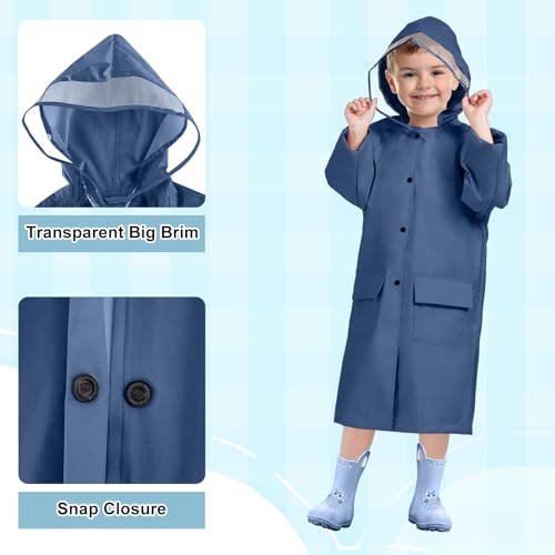 Image of LAMA Kids Raincoat with Hood, Lightweight Raincoat for Girls, Kid Long Rain Jacket