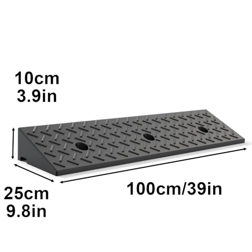 Rampas de bordillo para entrada de vehículos resistentes con superficie antideslizante para automóviles, camiones, scooters y sillas de ruedas (100x25x10 cm / 39x9.8x3.9 in) miniatura 2