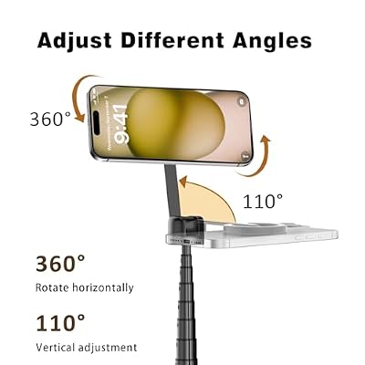 TONEOF 68 Magnetic Selfie Stick Tripod (Black) Bundle with 4000 mAh Mini LED Flashlight Rechargeable for Camping,Emergency,Hiking,Keychain,Pocket
