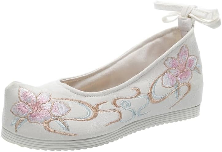 Holibanna Hanfu Shoes for Women Embroidered Canvas Flats Chinese Style Breathable Non-Slip Comfortable Performance Footwear 9.44X3.30X1.96In