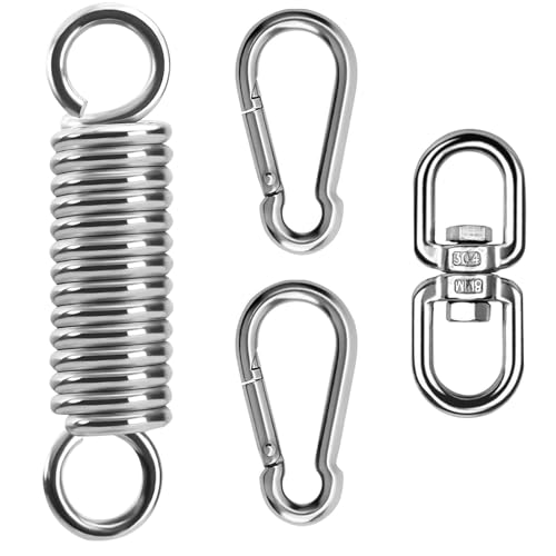 Czkonore Schwingfeder für Hängesessel, Stahlfeder Mit 360° Swivel Haken und 2 Karabinerhaken, Tragfähigkeit bis 265kg, Aufhängefeder für Hängestuhl, Hängematte, Boxsack, Yoga Czkonore Schwingfeder für Hängesessel, Stahlfeder Mit 360° Swivel Haken und 2 Karabinerhaken, Tragfähigkeit bis 265kg, Aufhängefeder für Hängestuhl, Hängematte, Boxsack, Yoga