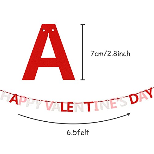 Image of FestikoHappy Valentine's Day Banner and Heart Garland Banner - No Required for Valentines Decorations, Anniversary, Wedding, Birthday Party Home Decorations