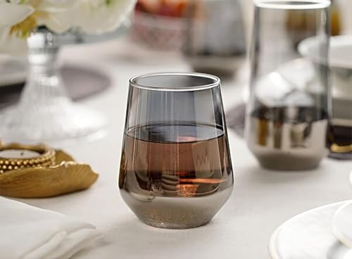 Image of 450 ML Water Premium Black Glasses Modern Bar Cocktail &Mocktail Drinking Glasses, Highball Lead-Free Glasses, Tumblers for Water,Beer Set of 4