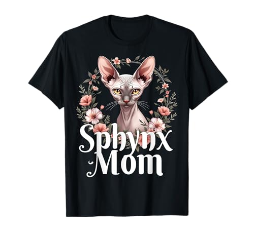 Sphynx Mom Floral Hairless Cat T-Shirt