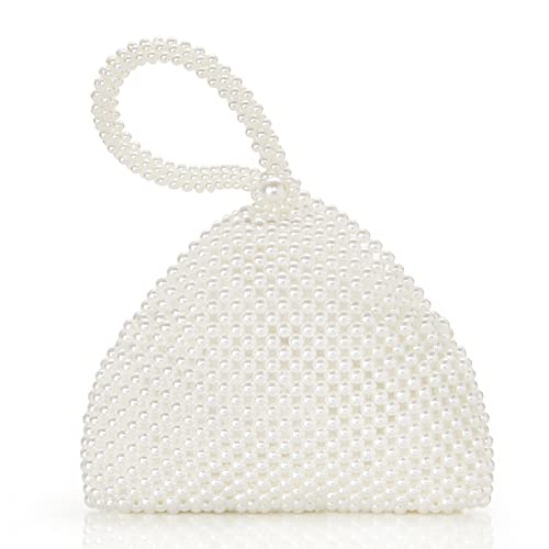 BABEYOND Pearl Clutch Purse Evening Bags for Women Elegant Triangle Purse for Wedding Bride Party Prom