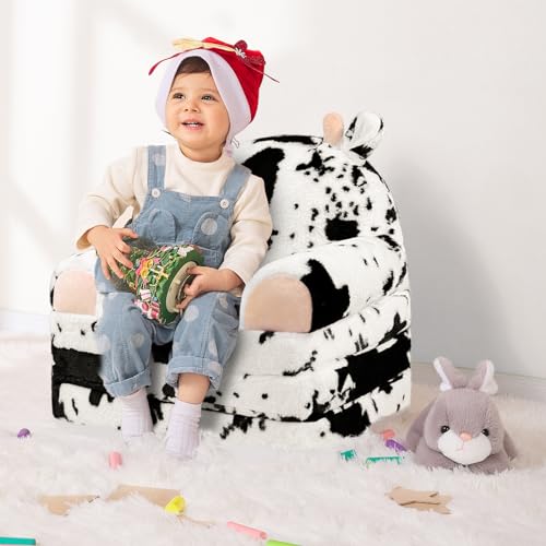 Toddler-Chair-Plush-with-Removable-Cover-Kids-Sofa-Bed-to-Lounger-Comfy-Kids-Couch-for-Kids-Over-18-Months-Toddler-Recliners-for-KidsMilk-Cow Toddler Chair Plush with Removable Cover Kids Sofa Bed to Lounger Comfy Kids Couch for Kids Over 18 Months Toddler Recliners for KidsMilk Cow