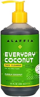 Alaffia Everyday Coconut Face Cleanser for All Skin Types. Leaves Skin Fresh and Hydrated with Fair Trade Coconut Oil & Neem, Vegan, Cruelty Free, No Parabens, Purely Coconut, 12 Fl Oz