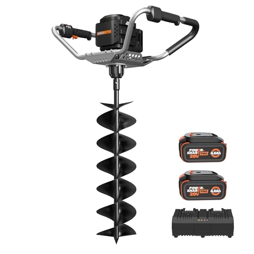WORX Nitro 40V Brushless Cordless Earth Auger Electric Post Hole Digger for Fence Posts with Drill Bit 8 for Garden & Plant Equivalent to a 45 CC Gas-Auger Battery and Charger Included WG865