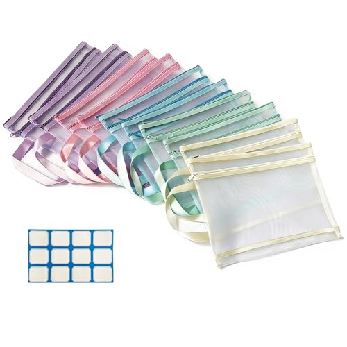 NCEDN Mesh Zipper Pouch Bags 10 Pack A4 Double-Layer Mesh & Net Toy Storage Bags Breathable See-Through Zipper Pouches for Board Game Storage Kids Puzzle Storage Books School & Office