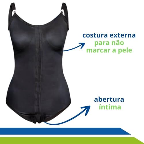 Cinta Modeladora Pos Cirurgia Plastica Body com Alça e Colchetes Ajustável Preto M New Form