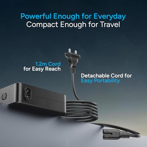 Image of Ambrane 150W Fast Charger for All Mobiles, Type C Laptops - MacBook All Models & Windows Type C Laptops, 4 Ports - 3 Type C, 1 USB, GaN Adapter, Long Cable, Perfect for Table (RAAP HUB 150 Black)