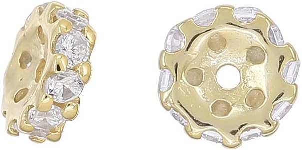 1PC Sterling Silver CZ Rondelle Spacer Bead 7mm