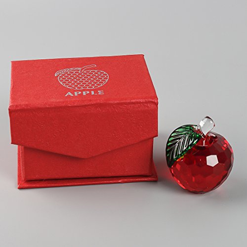 H&D Crystal Red Apple Paperweight 40Mm Art Glass Apple Collectible Figurines Best For Christmas Eve Gifts #TOP4