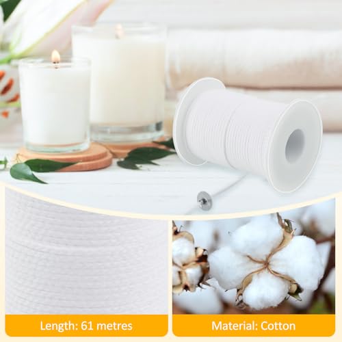Miniatura 3 de Vfandv Mechas Para Velas, 1 Rollo 6100cm Mecha De Vela De Algodón, Mechas Para Velas Caseras Kit Para Hacer Velas Incluye 100 Portavelas
