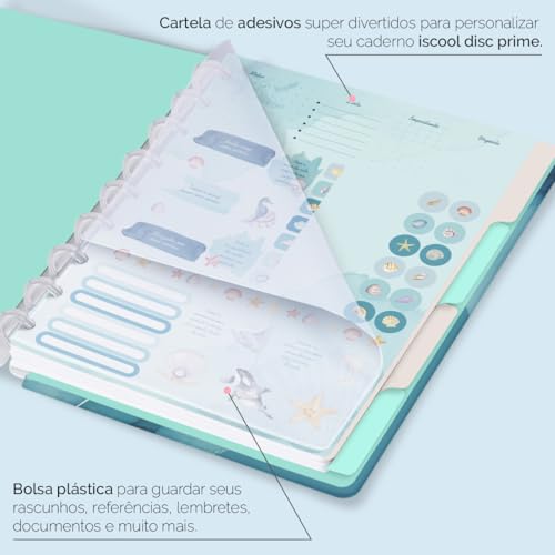 Caderno de Disco ISCOOL Inteligente M Oceania Mar