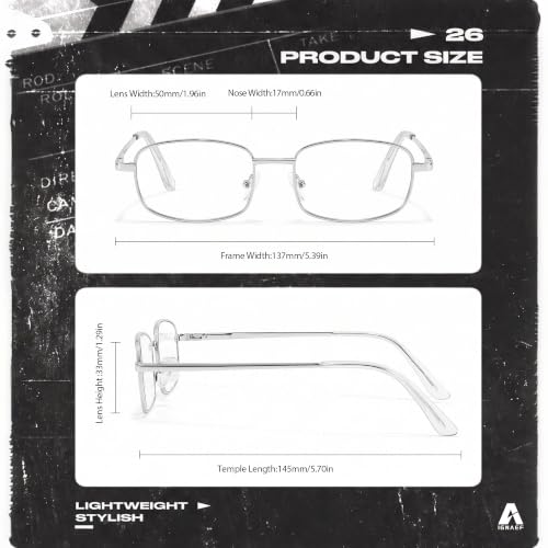 Image of IGnaef Fashion Non Prescription Fake Glasses for Women Blue Light Blocking Rectangle Metal Frame IF8733