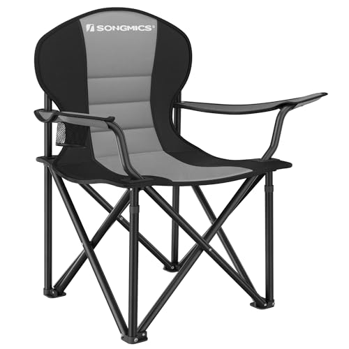 SONGMICS Folding Camping Chair, with Comfortable Sponge Seat, Cup...
