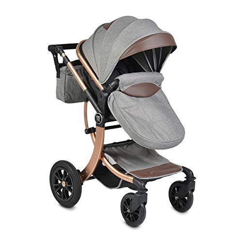 Moni, Kombikinderwagen Sofie 2 in 1, Ablagekorb Tasche Fahrtrichtung verstellbar, Farbe:dunkelgrau