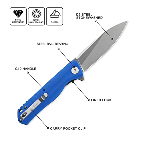 Image of Petrified fish PF818 3.54 inch D2 Steel Blade Pocket Folding Knife