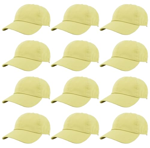 Image of Gelante Baseball Caps Hats 100% Cotton Plain Blank Adjustable Size Wholesale Bulk of 12 Pack