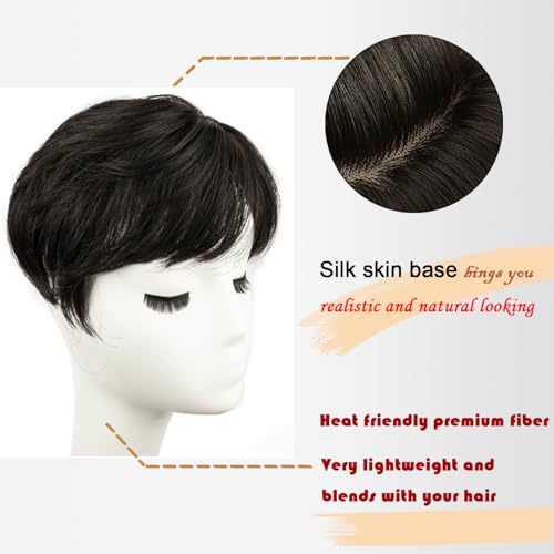 Image of PORSMEER Hair Toppers for Women Short Pixie Cut Toppers Pieces for Women with Thinning Hair (Black Brown)