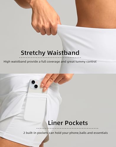 Image of SANTINY Women's Golf Skirts Skorts High Waisted Tennis Skirt Athletic Workout Casual Skorts for Woman with Short Pockets