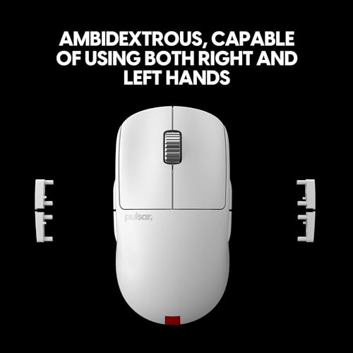 Image of Pulsar Gaming Gears - X2A eS Wireless Gaming Mouse, Limited Edition, Ambidextrous, Optical Switch, OLED Display, Driverless, PAW3395 Sensor, 100H Battery, 4K dongle Included (Medium, White)