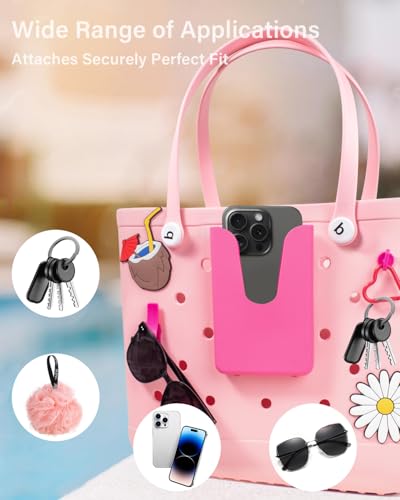 Image of Silicone Phone Holder for Bogg Bag, Phone Case Holder Charms Compatible with Bogg Bags,Cell Phones Holder for Bogg Bag,Charms Key Holder Insert Carabiner Keychain for Bogg Bags Accessories(Pink)