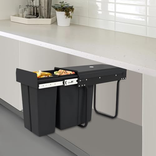 Caneca de basura doble para gabinete 30 litros negra miniatura 5