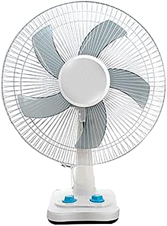 yoo Portable Air Conditioners Oscillating Table Fan 16-Inch with 3 Speed Settings 5 Blades 60 Minutes Timer Pedestal Air Circulation Fan White