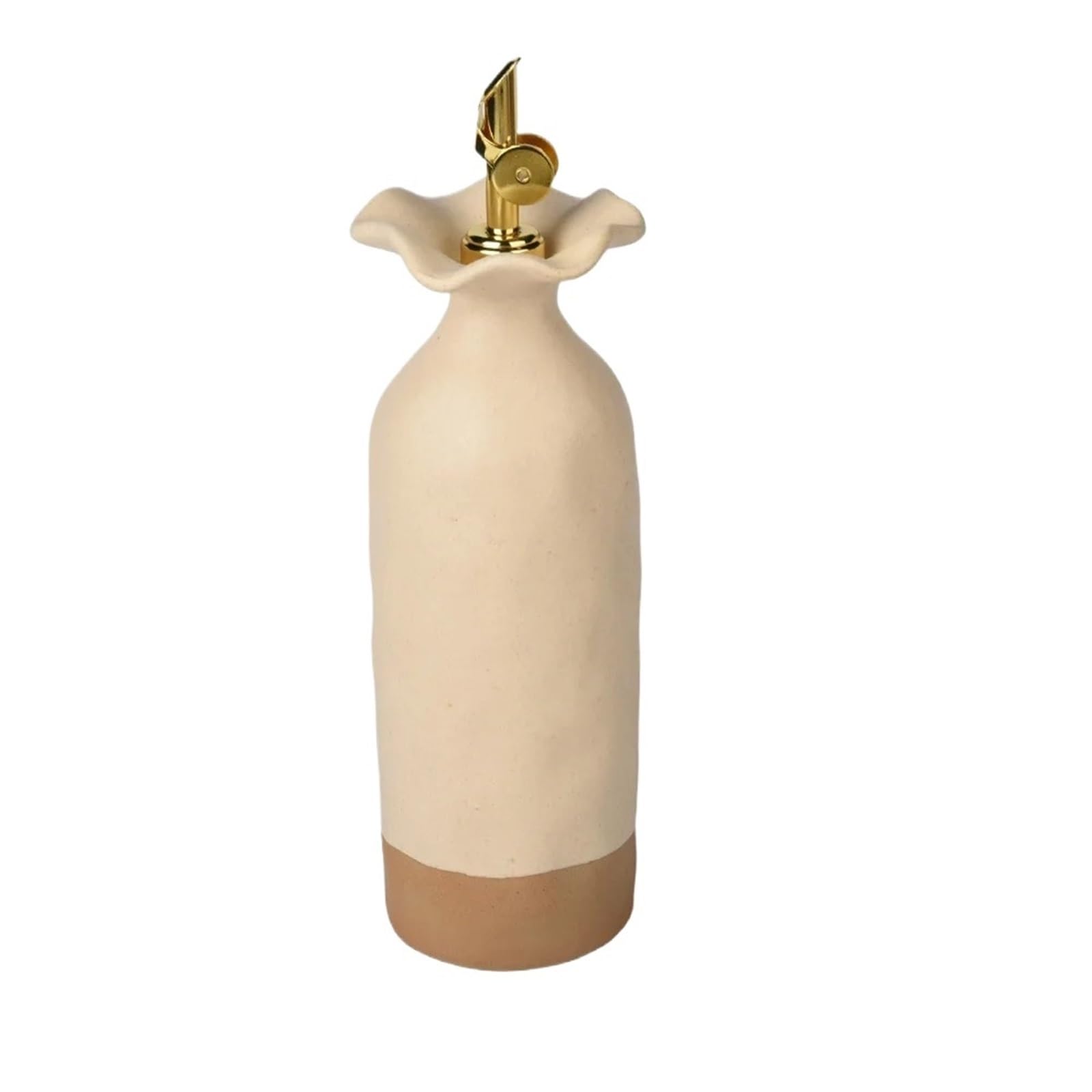 Keramische Olivenöl-Dispenserflasche Kreative Retro Beige Keramik Olivenöl Flasche Edelstahl Auslauf Küche Lagerung Liefert Gewürz(Beige)