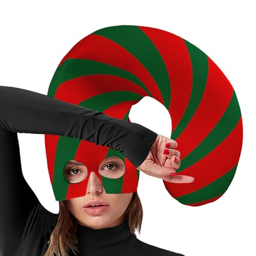 Gorro De Santa Claus | Divertido Sombrero En Forma De Caña De Azúcar - Diseño De Rayas Cubierta Facial Sombrero En Forma De Caña De Azúcar,Para Accesorio De Traje Para Fiestas De Navidad Y