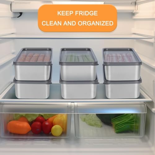 Image of GAURINADAN 304 Stainless Steel Bacon Storage Container with Airtight Lid | Slim Stackable Deli Meat Keeper for Fridge & Freezer | Leak-Proof, BPA-Free & Oven Safe Food Storage Box (Pack of 2)