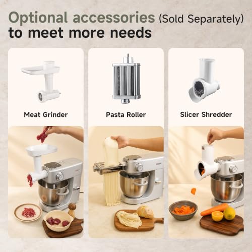 Hauswirt Stand Mixer 6QT XL Large, 4.5" LED Touch Screen Electric Household Stand Up Mixer, Full Metal Structure Standing Mixer 11-Speed, Dough Cake Bread Mixer – Silver - image 6
