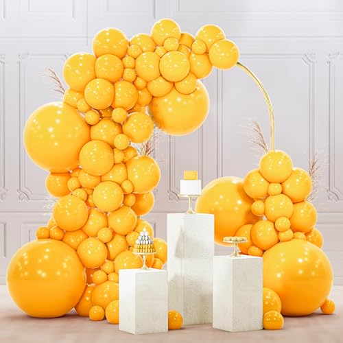 Image of PartyWoo Yellow Mustard Yellow Balloons 120pcs Different Sizes | 18 12 10 5 Inch Balloons for Birthday Engagement Bee Sunflower Little Cutie Bridal Shower Party Decorations Yellow-Y10