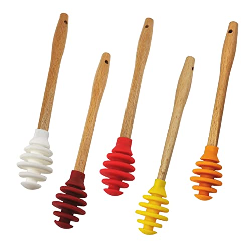 NAMOARLY 5pcs Honey Stirrer Jar Dipper Juice Mixing Rods Mini Honey Jars Honey Ladle Honeycomb Stirrer Washable Stirring Spoons Honey Dippers Honey Sticks Honey Stir Sticks Wooden re-usable