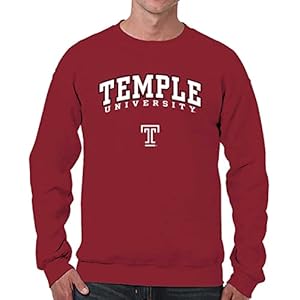 Campus Colors Adult Arch & Logo Soft Style Gameday Crewneck Sweatshirt (Temple Owls – Red, Small)