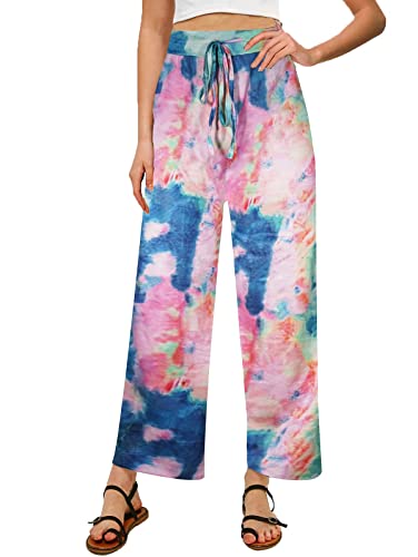 Image of NEWCOSPLAY Women's Comfy Pajama Pants Casual Drawstring Palazzo Lounge Wide Leg Pants