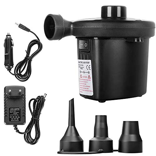 CNXUS Bomba de Aire Eléctrica Hinchador Electrico Inflador Eléctrico 2 en 1 Bomba De Aire Portátil para Sofá Inflable, Colchón Hinchable, Juguetes Hinchable, Car, Viaje a Familia etc, 3 Boquillas