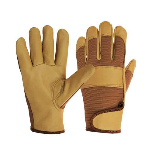 NBLEAGLO Gartenhandschuhe aus Leder für Damen und Herren Handschuhe Garten Arbeitshandschuhe (Medium)