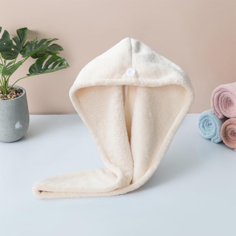 Baluue Microfiber Hair Towel Wrap for Women, Super Absorbent Coral Velvet Turban for Quick Drying Wet Hair, Soft Anti Frizz Drying Towel with Button, Large