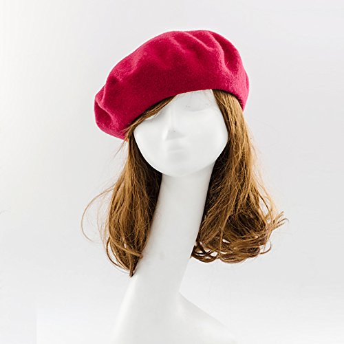 JOOWEN Women's Vintage Plain Beret Hat Girls Wool Warm Beanie Cap3